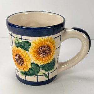 Vintage Sunflower Coffee Tea Cup Mug Ceramic Embossed Fib 1995